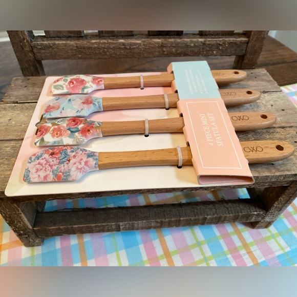 Farmhouse Floral Mini Spatula Set Of 4, Colorful Spring Flowers Mini Spatulas - Picture 12 of 13